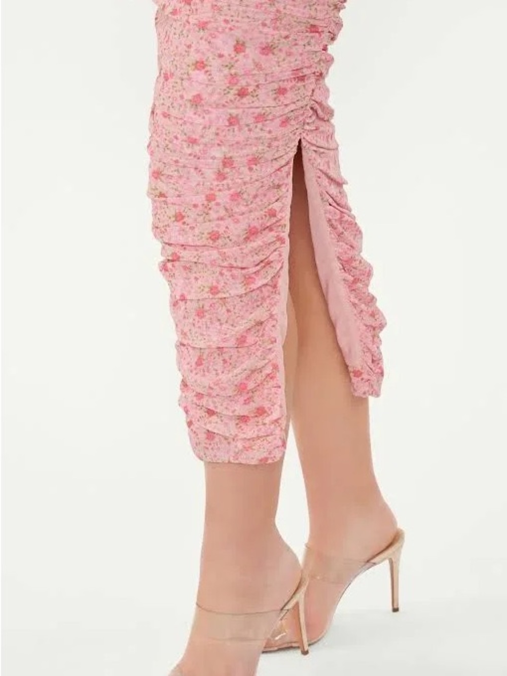 Likely Pink Floral Ruched Midi Dress - Picture 3 of 7